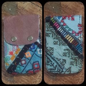 🪬🍄 Free People Boho Embroidered Repurposed vtg banjara hippie Wallet card case